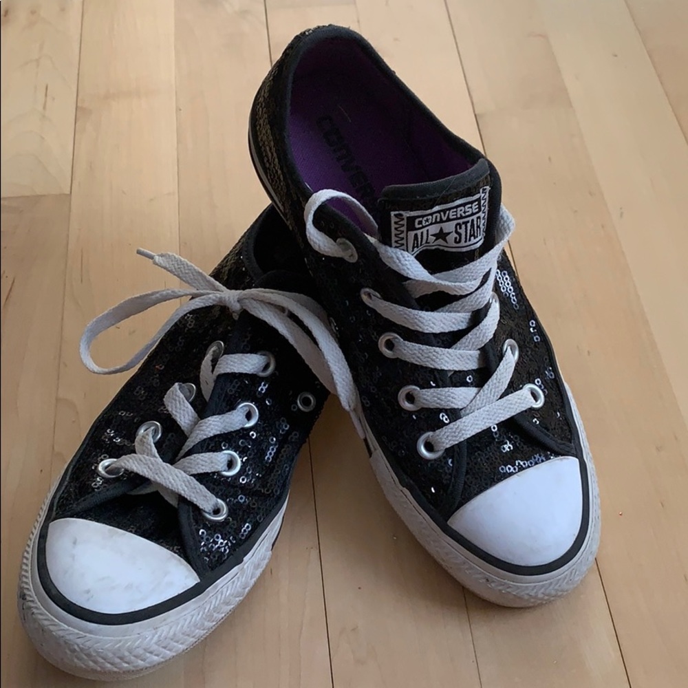 Converse All Star Ox black sequin low top sneakers
